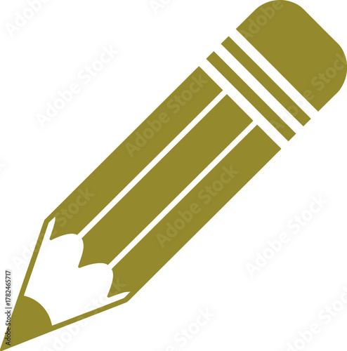 A simple, stylized illustration of a yellow pencil with white lines representing graphite and wood.