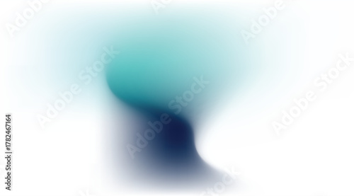 Abstract flowing gradient features calming teal merging into a deep indigo wave shape against a bright white backdrop, forming a smooth blend of cool shades