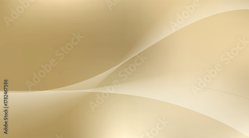 Flowing ribbons of light create a soft, elegant abstract background in shades of gold, beige, and cream, with gentle curves and gradients offering a calming visual texture