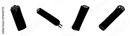 Four black cylindrical objects with different ends