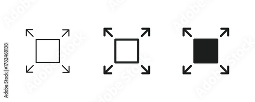 Expand icon. Full screen arrows symbol. Expand arrows icon. Compact size icon