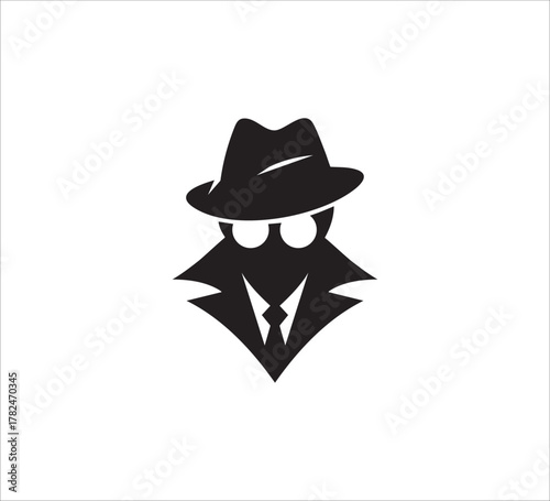 Simple Anonymous Detective Silhouette Logo Design