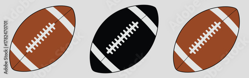 American football ball emblem logo variations sporty athletic identity symbol set.