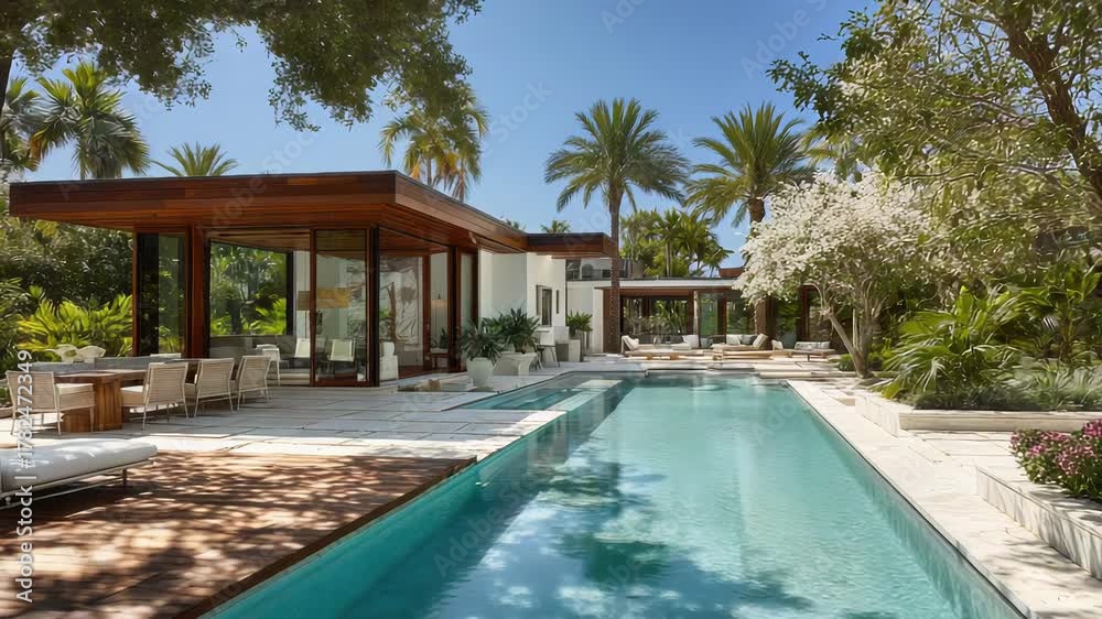 custom made wallpaper toronto digitalLuxury Modern Villa With Swimming Pool And Tropical Garden On A Sunny Day With Palm Trees And Lush Greenery Ideal For Real Estate Advertising Or Vacation Getaways