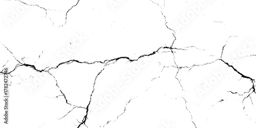 black and white cracked wall texture overlay abstract fracture and damaged background.