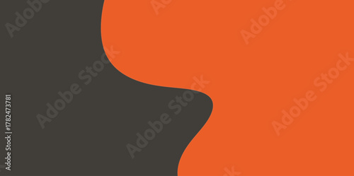 Abstract Orange Grey Symmetrical Wave Illustration Vector Background. A clean horizontal division defined by a single, central, slightly symmetrical S-shaped curve.