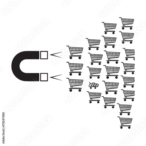 Magnet attracting shopping carts