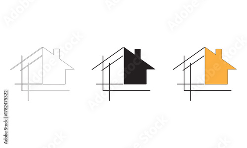 House Blueprint Construction Drafting Line Art Vector
