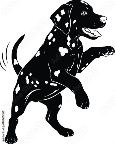 Playful Dalmatian Dog Silhouette Vector Illustration Isolated Design