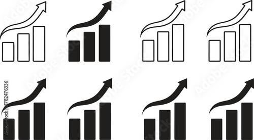 Bar graph chart business analysis with arrow trending upwards graphic design