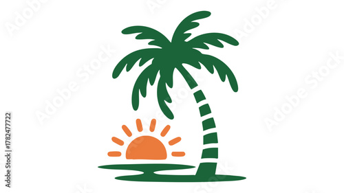 Tropical island palm sun design