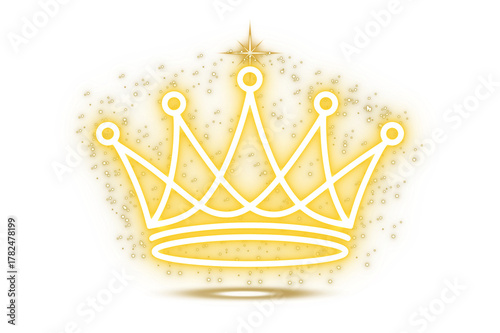 Glowing Golden Crown with Sparkle Effect on Dark Background | Luxury Royal Icon PNG