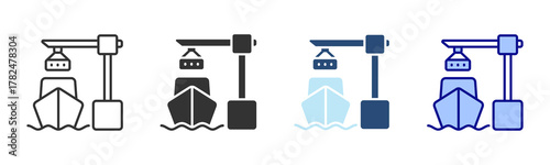 Port Icon Set. Designed In Multi Style
