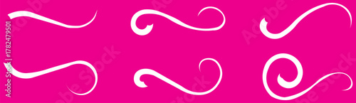 Swoosh and swash tails line and flat collection. Swooshes text tail for baseball design.. Sport logo typography elements. Vector illustration.