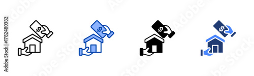 Down Payment icon set multiple style collection