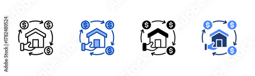 Cashflow icon set multiple style collection