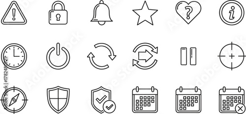 Collection of essential icons for user interface design and development projects