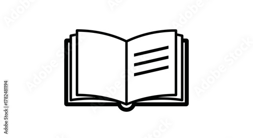 An open book illustration, depicting pages with lines, suitable for reading and learning.