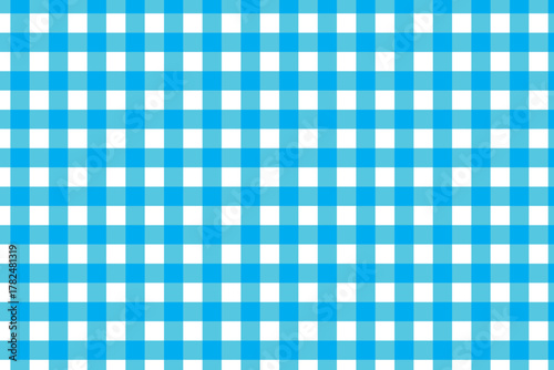 Blue minimal plaid fabric seamless vector texture. Pastel checkered gingham background. Woven textile style plaid pattern. Tartan repeat design for interior, packaging