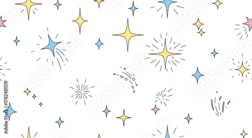 Delicate pastel stars scattering across a pristine white canvas creating dreamy effect