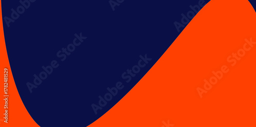 Curved Abstract U-Shape Orange and Navy Blue Vector Illustration Background. Bold, abstract background with a large, sweeping U-shaped curve dividing bright orange and dark navy blue.