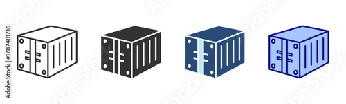 Container Icon Set. Designed In Multi Style