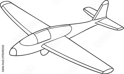 Glider airplane outline illustration for aviation enthusiasts and educational art designs
