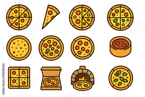 Pizza icons collection set