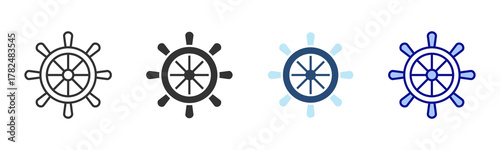 Rudder Icon Set. Designed In Multi Style