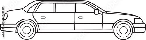 Stretch limousine outline illustration with elegant design for luxury transportation art