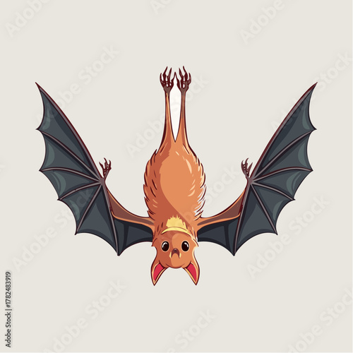 Bat hanging upside down