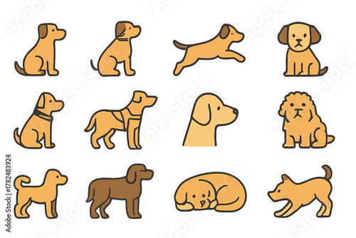 Dog Cartoon Illustration Set