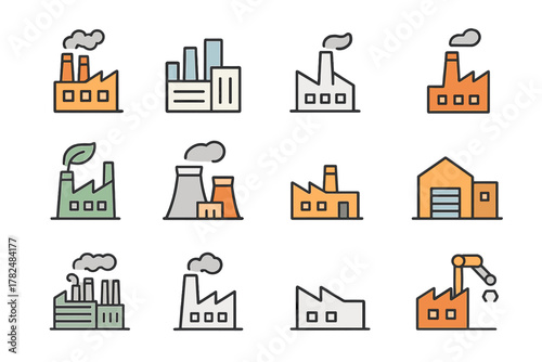 Industrial Structures Icon Set