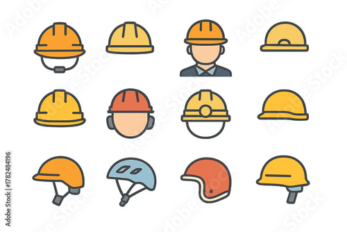 Helmet Set Illustrations Grid