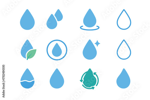 droplet icons set on white background
