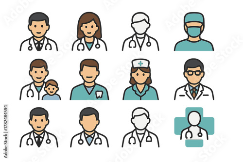 Medical professionals icon set