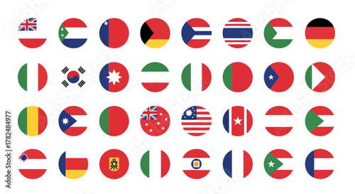 Collection of Circular World Flags, a visual representation of international diversity and global