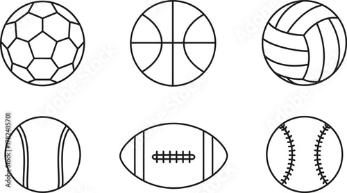 Variety of sport balls vector illustration icons representing diverse games