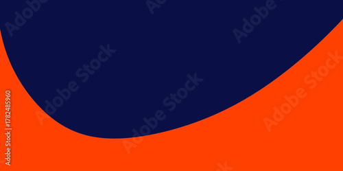 Gentle Curved Arc Orange and Navy Blue Vector Illustration Background. Soft, gentle arc creating a wide, curved bottom border in orange against the solid navy blue top.