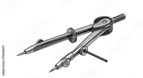 Professional Precision Spring Divider Compass with Pencil Holder & Adjustment Wheel - Stainless Steel Geometry Drafting Tool for Technical Drawing, Architecture, Engineering, Woodworking & Art Project