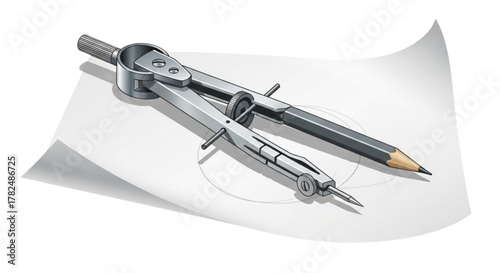 Professional Precision Spring Divider Compass with Pencil Holder & Adjustment Wheel - Stainless Steel Geometry Drafting Tool for Technical Drawing, Architecture, Engineering, Woodworking & Art Project