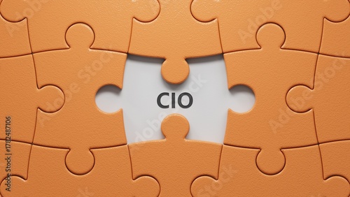 Chief Information Officer word CIO on puzzle pieces with missing pieces.close up of puzzle pieces with missing pieces,Business Concept.3D rendering.