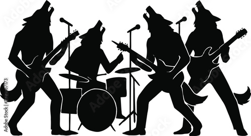 Silhouette Wolf Band A Howling Good Time in Harmony