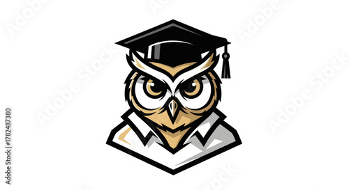 Wise Owl Scholar - A Cartoon Illustration of Knowledge and Education.