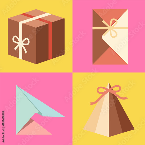 set illustration vector graphic of handicrafts made from paper