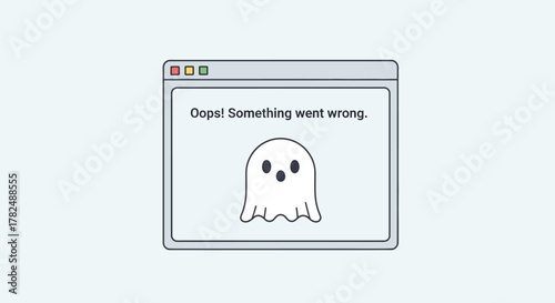 Oops! Something went wrong, ghost notification, error message on screen, graphic design, webpage glitch