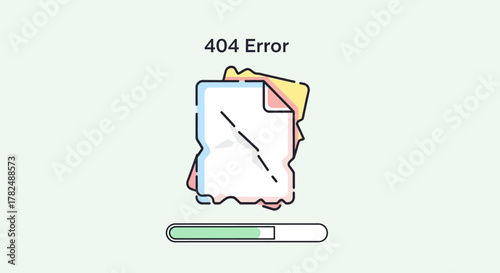 404 Error Page Document Not Found - Loading Bar Animation for Website or Application Interface