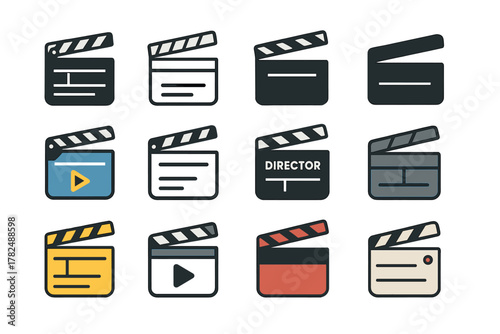 Film Clapperboard Icons Set