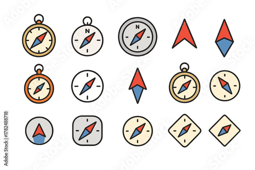 Compass Icons Collection Set for Web and App Design