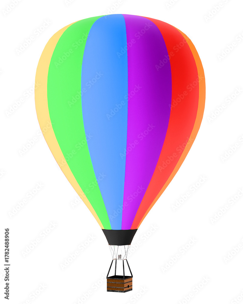 Fototapeta premium Colorful hot air balloon isolated on transparent background 3D render